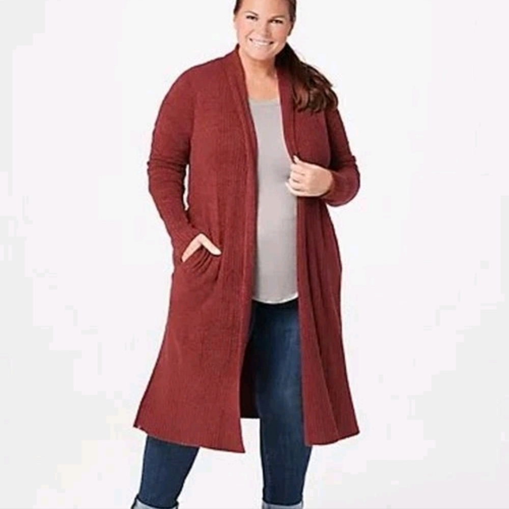 Barefoot Dreams COZYCHIC LITE Catalina Long Cardi in Rosewood SZ XL